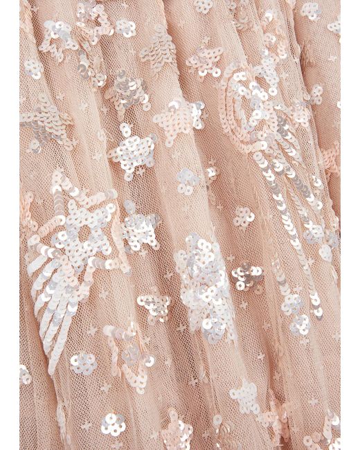 Needle & Thread Natural Constellation Sequin-embellished Tulle Gown