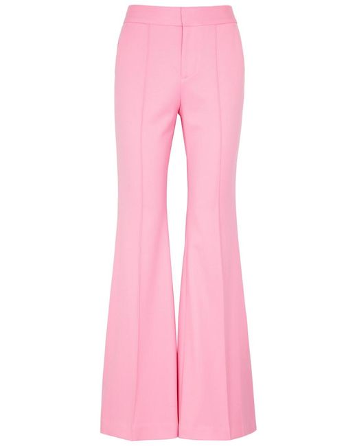 Alice + Olivia Pink Alice + Olivia Danette Flared Woven Trousers