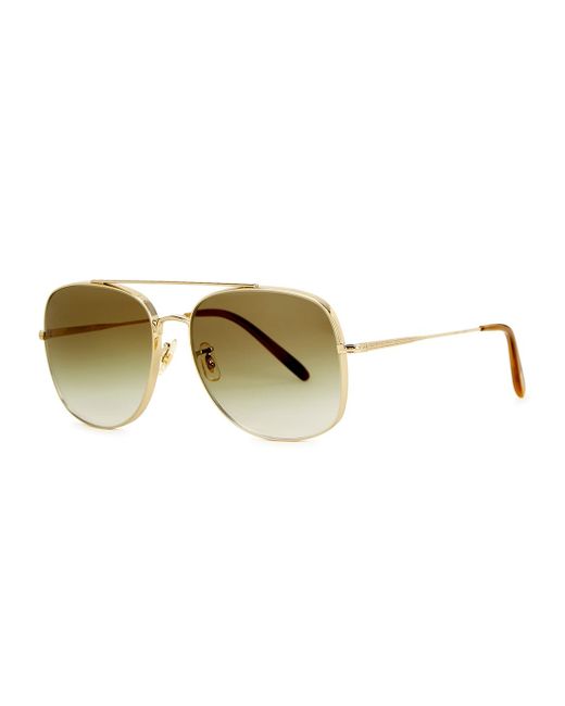 Oliver Peoples Green Taron Gold-tone Square-frame Sunglasses for men