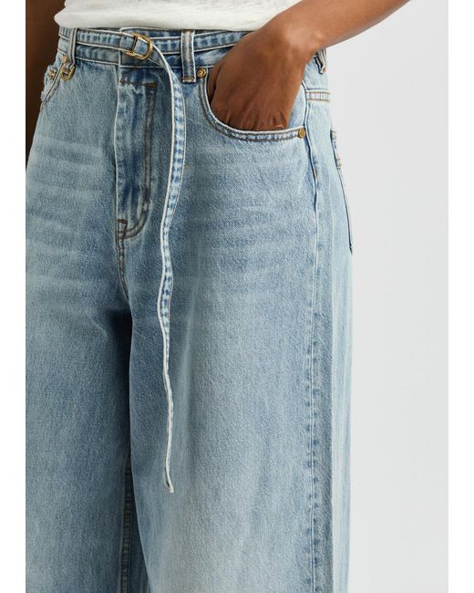 Zimmermann Blue Illuminate Belted Flared-Leg Jeans