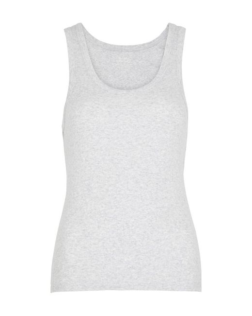 COLORFUL STANDARD White Ribbed Stretch-cotton Tank