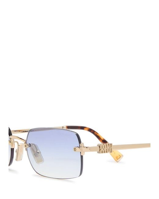 Miu Miu White Rimless Rectangle-Frame Sunglasses