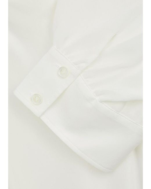 FRAME White Gillian Puff-Sleeve Silk-Chiffon Blouse