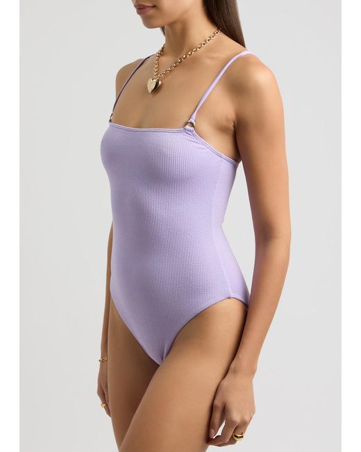 Melissa Odabash Purple Palma Ribbed Swimsuit