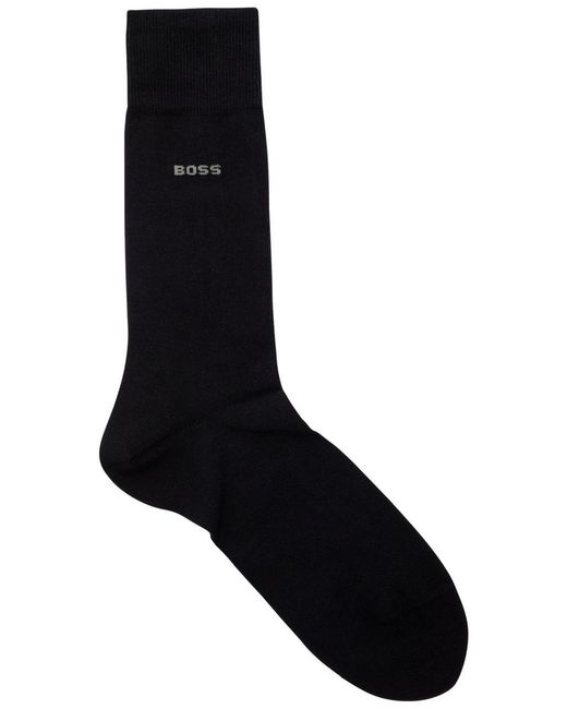 Boss Black Patterned Cotton-Blend Socks for men