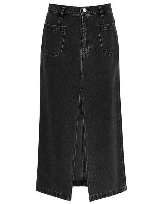 FRAME Black Le Bardot Denim Midi Skirt