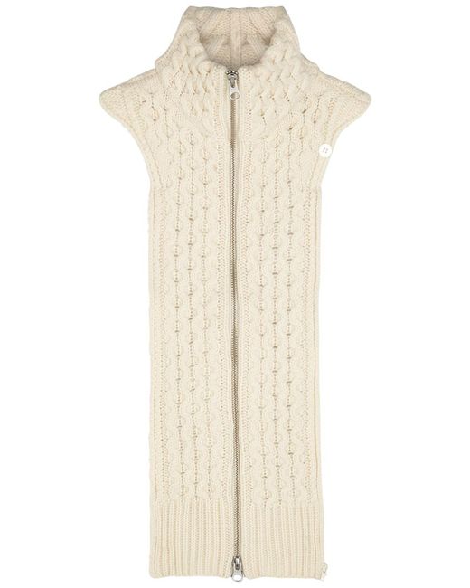 Veronica Beard Natural Upstate Cream Cable-Knit Wool Dickey