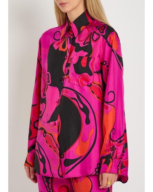 Emilio Pucci Pink Printed Silk Shirt