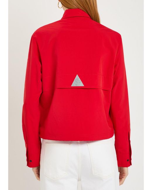 Moncler Red Logo-Appliquéd Cropped Shell Overshirt