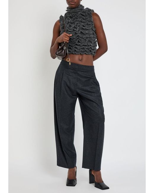 Alaïa Gray Ruffled Mohair-Blend Cropped Top