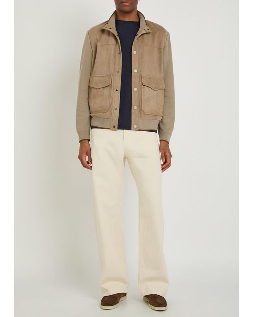 Canali Natural Panelled Suede And Ribbed-Knit Jacket for men