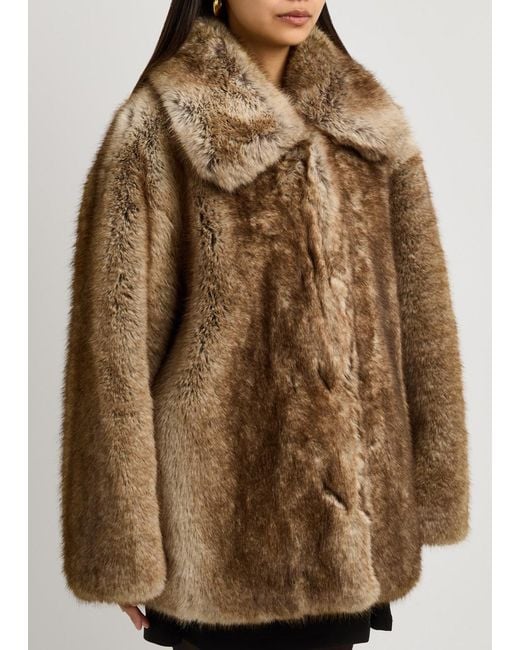 Jakke Brown Recycled Polyester Faux Fur Coat