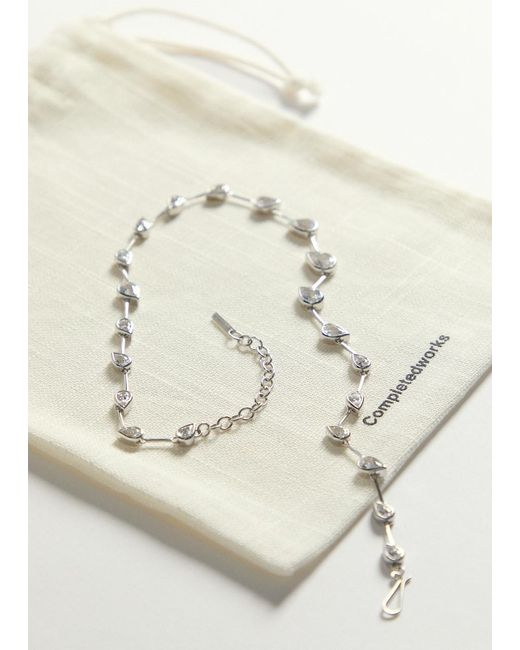 Completedworks White Myriad Embellished Rhodium-Plated Necklace