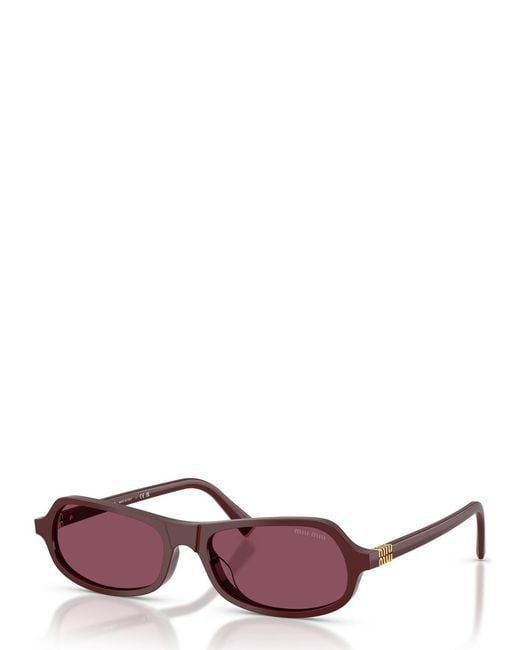 Miu Miu Purple Narrow Rectangle-Frame Sunglasses