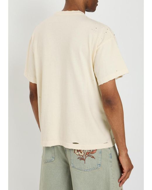 Satoshi Nakamoto White Configure Distressed Printed Cotton T-Shirt for men