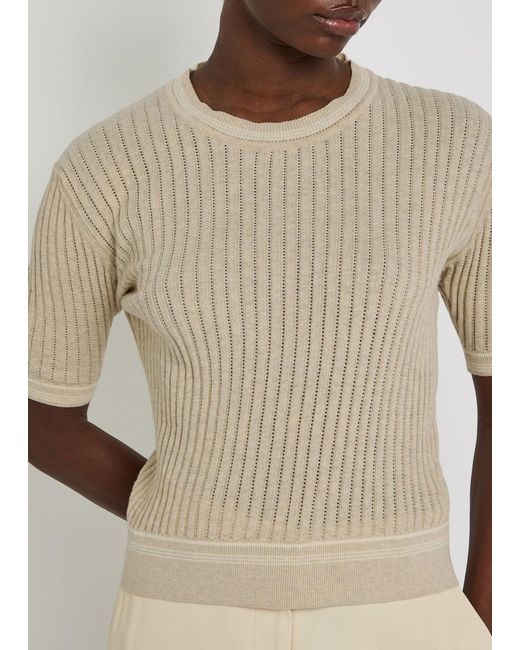 Tod's Natural Cropped Cotton-Knit T-Shirt