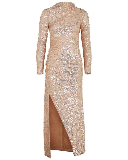 Needle & Thread Natural Claudette Sequin-embellished Gown