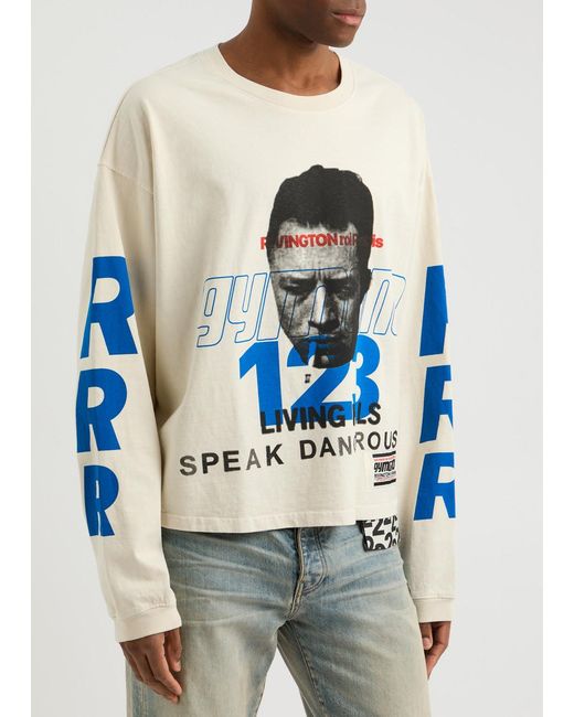 RIVINGTON roi Rebis Blue Speak Dangerously Printed Cotton Top for men