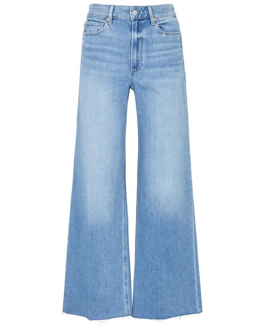 PAIGE Blue Anessa Cropped Wide-Leg Jeans
