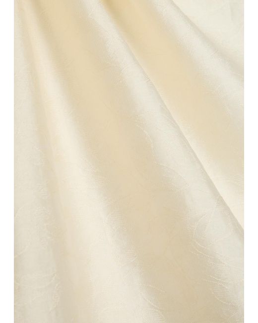 SOLAQUA Natural Giulia Embroidered Wide-Leg Trousers