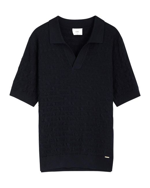CHE Black Alfred Patterned-Intarsia Knitted Polo Shirt for men