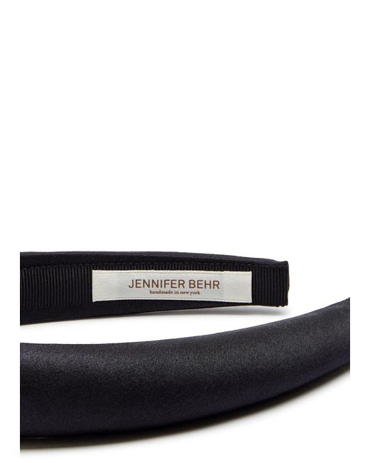 Jennifer Behr Black Tori Padded Silk-Satin Headband