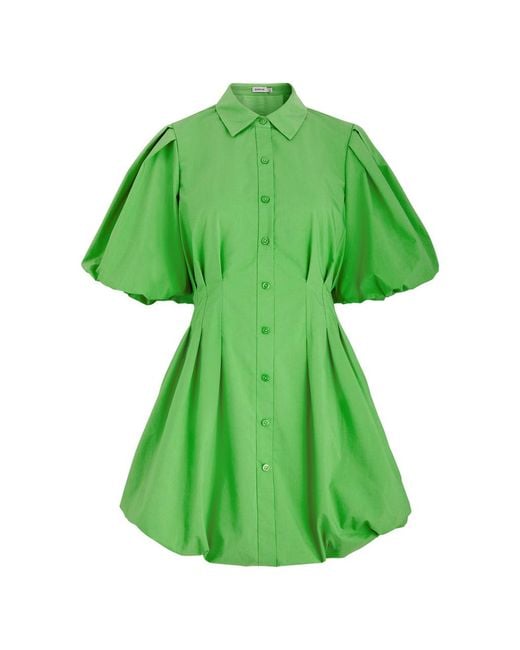 Jonathan Simkhai Green Cleo Cotton-Blend Poplin Mini Shirt Dress