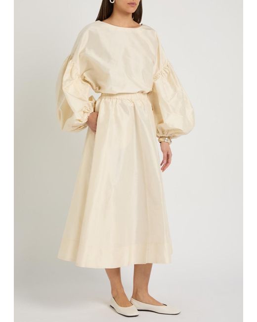 Suzie Kondi Natural Koula Silk-Taffeta Midi Skirt