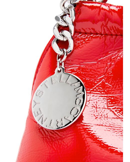 Stella McCartney Red Falabella Drawstring Faux Patent Leather Cross-Body Bag