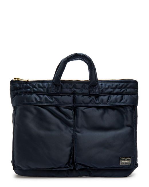 Porter-Yoshida and Co Blue Tanker Helmet Short Nylon Tote for men