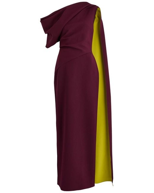Roksanda Red Maite Off-The-Shoulder Cape-Effect Gown