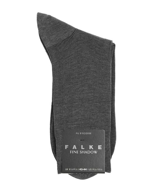 Falke Gray Fine Shadow Ribbed Cotton-blend Socks for men