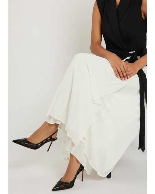 Aquazzura Black Screen 85 Snake-Effect Leather Pumps