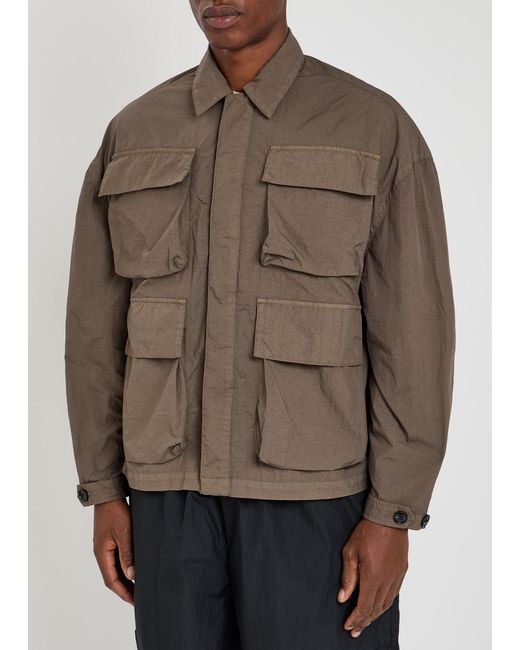 MKI Miyuki-Zoku Brown Crinkled Nylon Overshirt for men