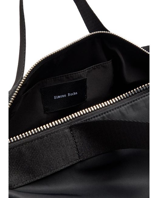 Simone Rocha Black Double Ribbon Rosette Nylon Top Handle Bag