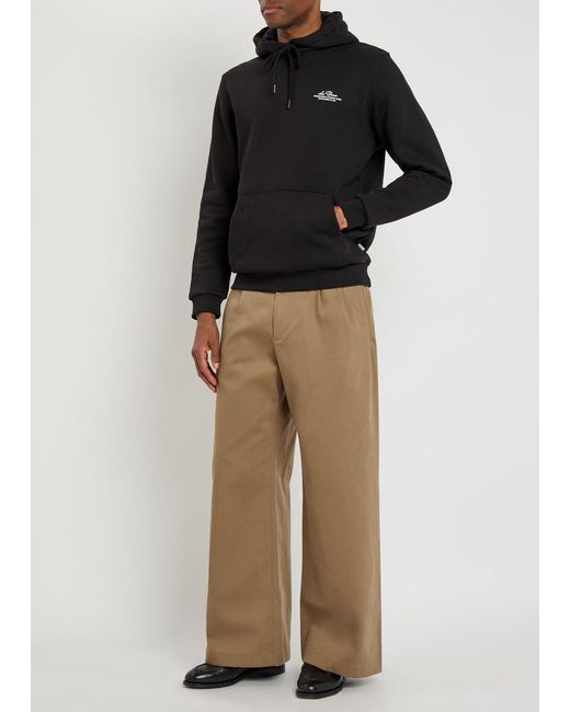 Les Deux Black Ben Globe Hooded Cotton Sweatshirt for men