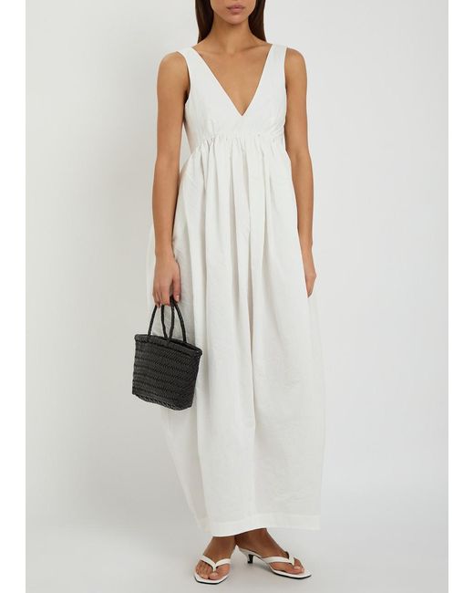 Rohe White Sculpted Cotton-Blend Poplin Maxi Dress