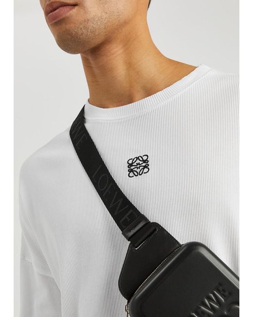 Loewe White Logo-embroidered Ribbed Cotton Top for men