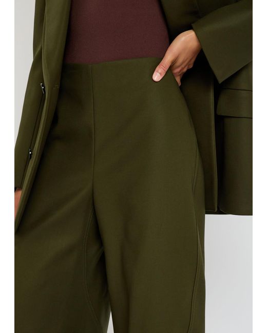 Alaïa Green Twisted Barrel-Leg Cotton Trousers