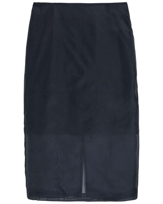 Polo Ralph Lauren Blue Silk-Organza Midi Skirt