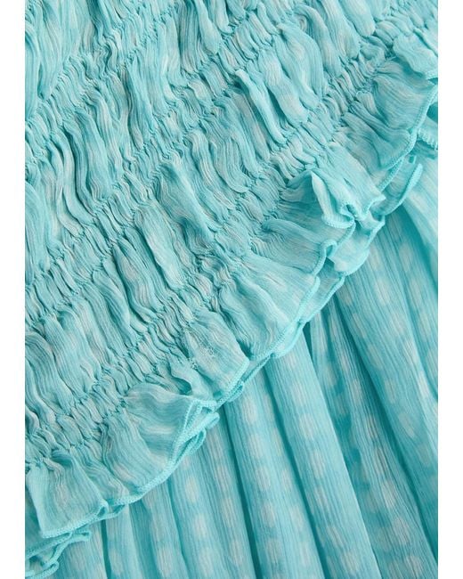Cloe Cassandro Blue Billie Printed Silk-Georgette Midi Dress
