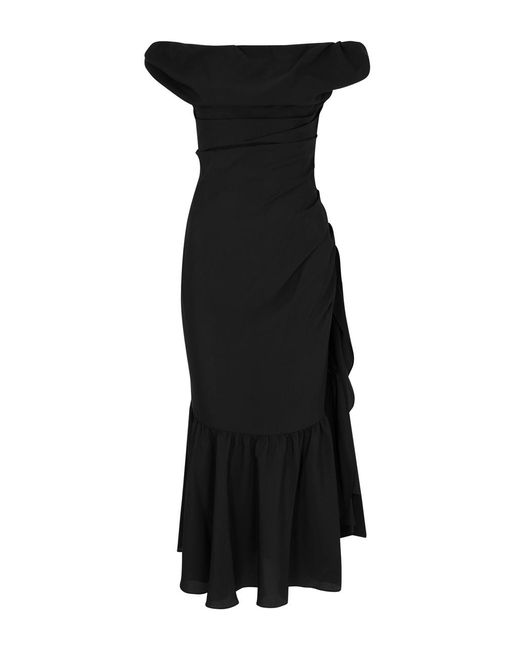 Vivienne Westwood Black Ginnie Off-The-Shoulder Midi Dress