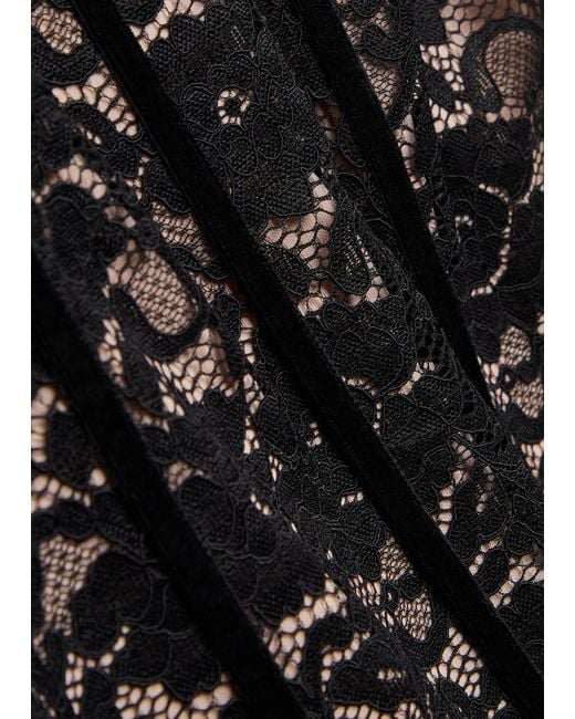 Alice + Olivia Black Carissa Floral-Lace Maxi Dress
