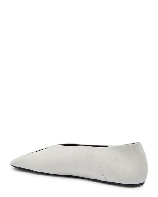 Jil Sander White Suede And Leather Ballet Flats