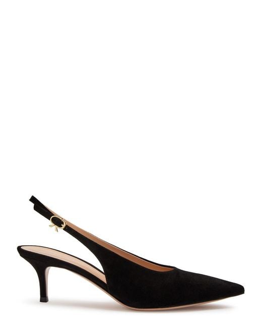 Gianvito Rossi Black Robbie 55 Suede Slingback Pumps