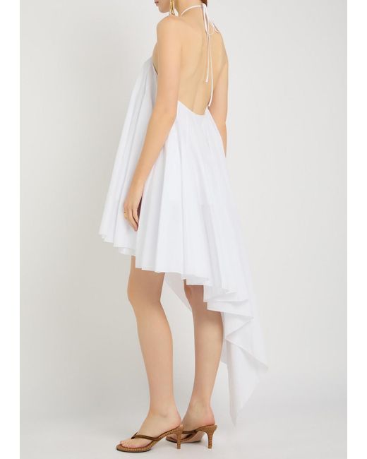 Jacquemus White La Triangle Courte Asymmetric Cotton-Blend Mini Dress
