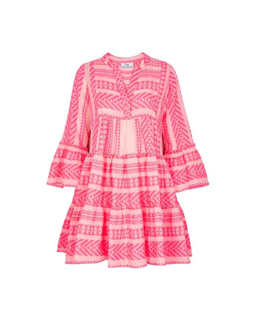 Devotion Pink Ella Embroidered Stretch-Cotton Mini Dress