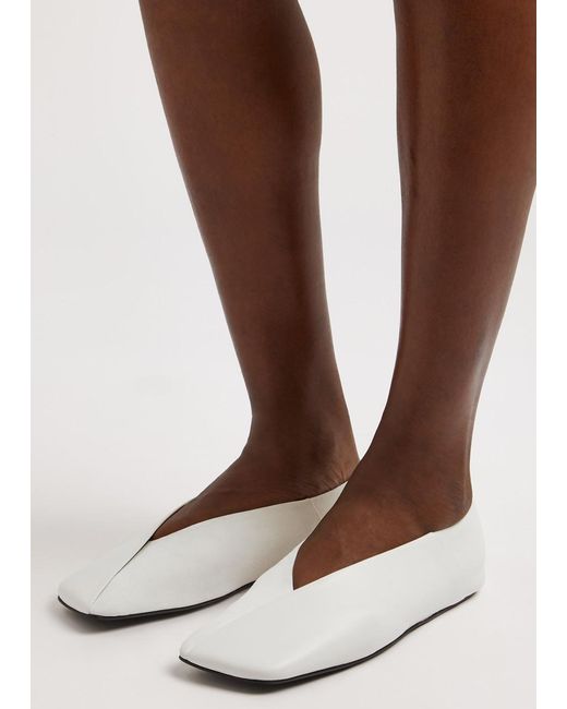 Jil Sander White Suede And Leather Ballet Flats