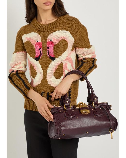 Chloé Purple Paddington Padlock Grained Leather Shoulder Bag