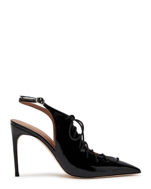 Malone Souliers Black Alia 90 Patent Leather Slingback Pumps